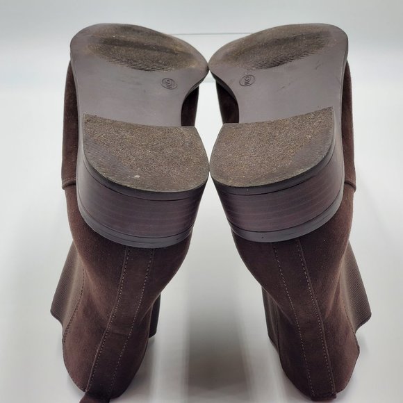 Ann Taylor LOFT Outlet Chelsea Chocolate Brown Suede-like Bootie - Picture 15 of 15